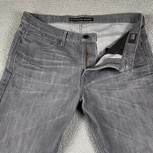 Express Jeans Black Loose Fit Boot Cut Denim Men's 36x32 Gray Cotton Polyester